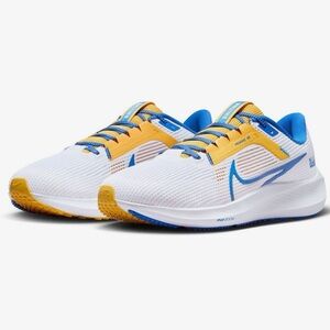 Nike White Running Sneakers with Blue and Yellow Accents
